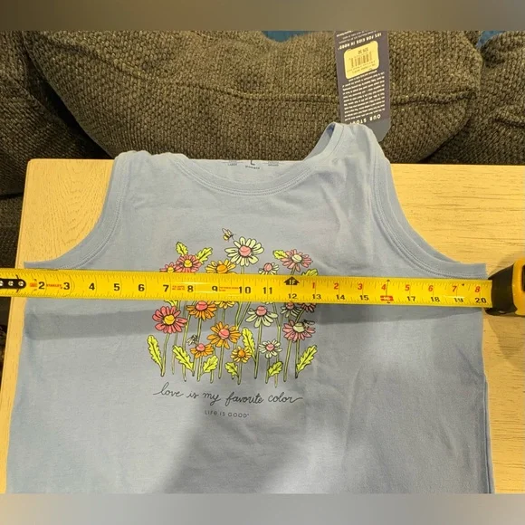 Life Is Good Light Blue Tank Top with Floral Print - Picture 6 of 7